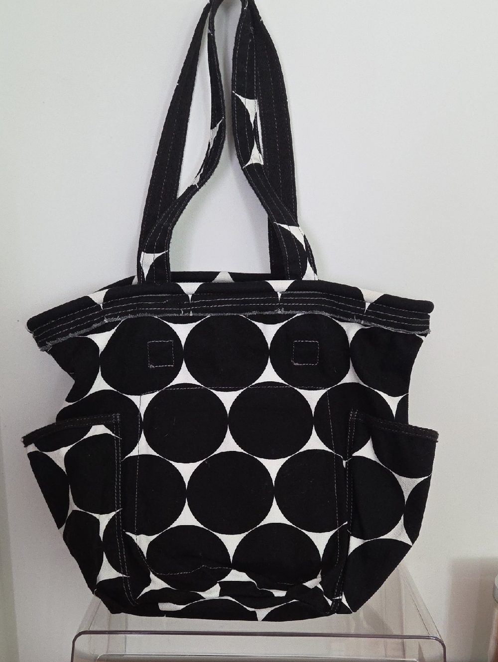 Thirty-one canvas B&W tote